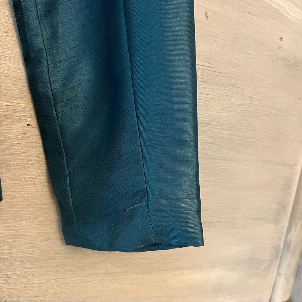 Vintage Signature by Larry Levine Teal Iridescent Sheen Trench Jacket Size10 GC - Picture 6 of 7